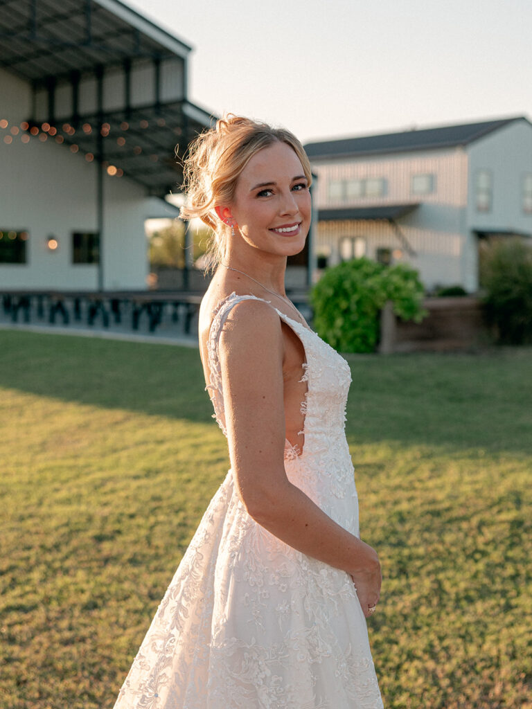 Bridal session outside during golden hour at davis and grey farms
