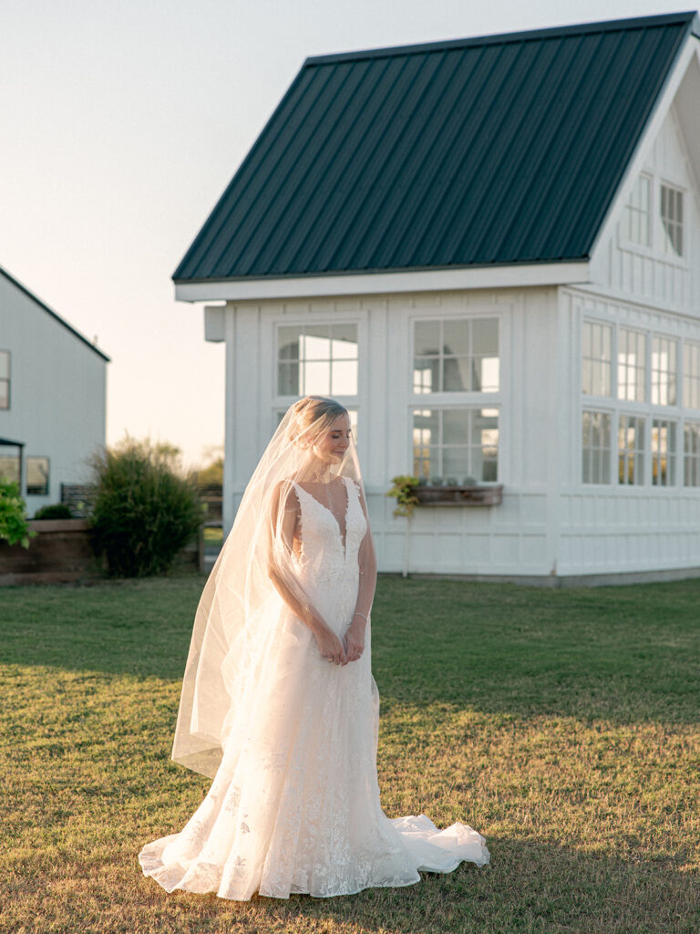 Bridal session outside during golden hour at davis and grey farms