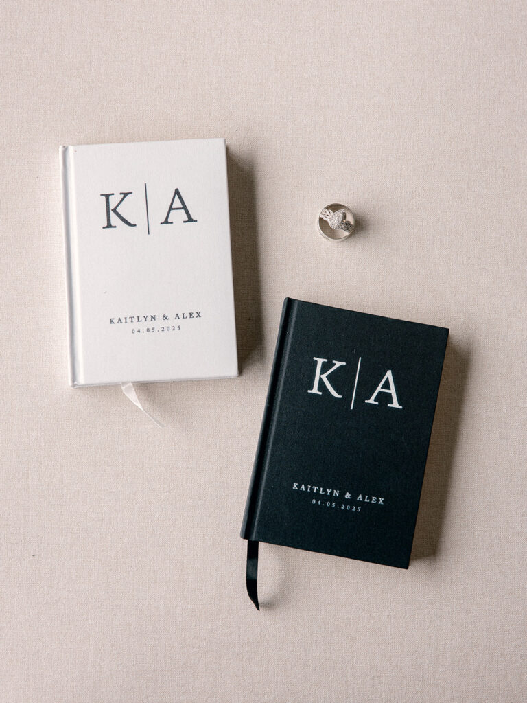 his and her vow books with wedding bands