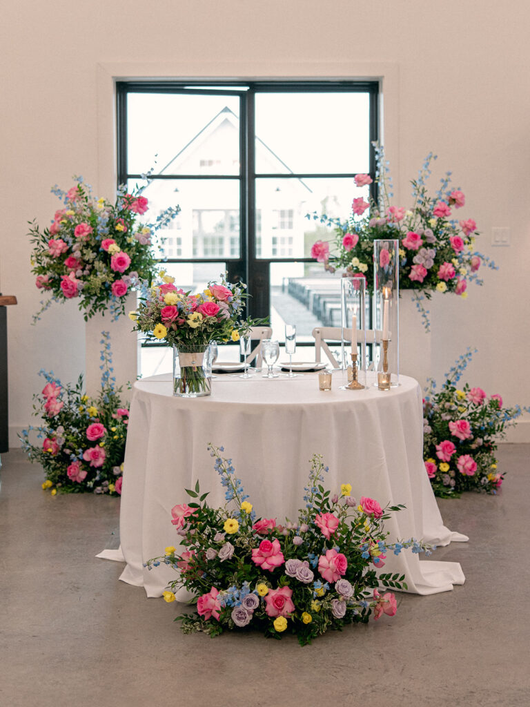 bride and groom head table at davis & grey farms